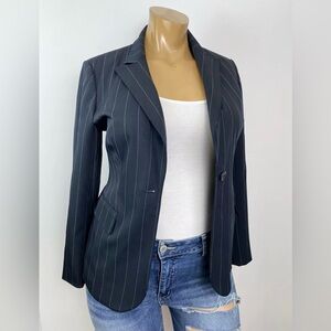 NYP Suits Womens Blazer Size 12 Blue Striped Jacket
